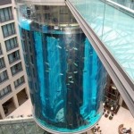 AquaDom в Берлине. 25-метровый аквариум цилиндрической формы из акрилового стекла, построенный вокру…